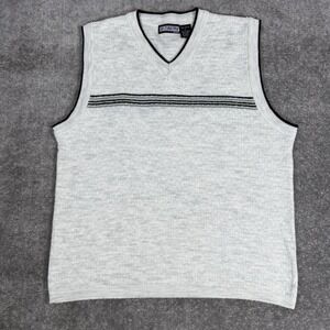 Vintage X-Treme Sweater Vest Men's Large Heathered Gray V-Neck Eclectic Grandpa